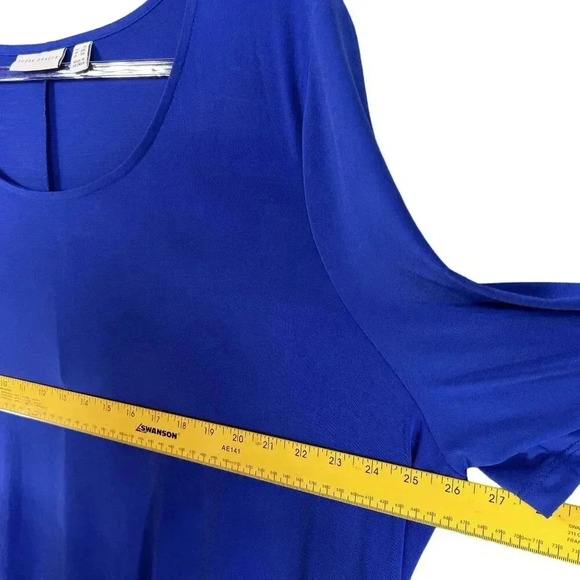 Susan Graver Womens 3X Midi Blue Liquid Knit Jersey Shift Dress Vacation Hiking - Picture 8 of 15